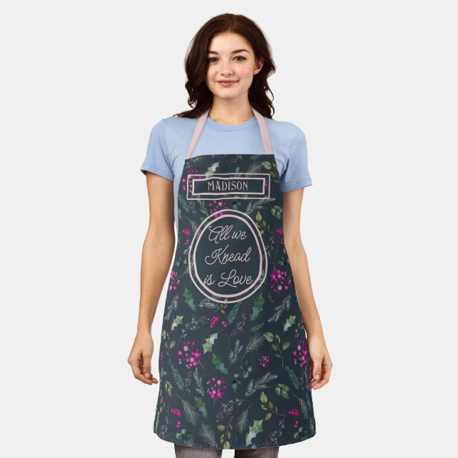 Modern Navy Blue Custom Baking  Apron (Worn)