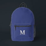 Modern Navy Blue Custom Monogram Name Printed Backpack<br><div class="desc">Modern Navy Blue Custom Monogram Name Printed Backpack</div>