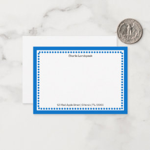 Modern Navy Blue Dotted Frame Custom Name, Address Card