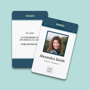 Modern Navy Blue Employee ID Badge