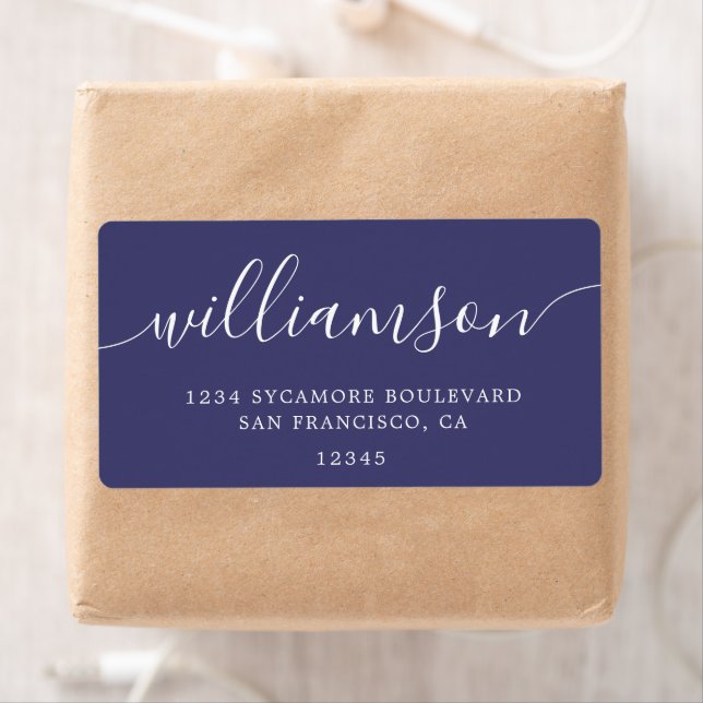 Modern Navy Blue Family Return Address (Insitu)