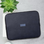Modern Navy Blue Faux Metal Monogram Laptop Sleeve<br><div class="desc">A deep midnight blue faux leather look laptop sleeve with space for your initials.</div>