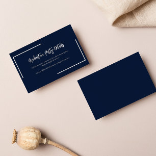 Modern Navy Blue Geometric Graduation Party Enclosure Card