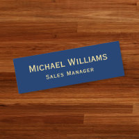 Modern Navy Blue Gold Employee Business Office ID