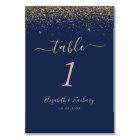 Modern Navy Blue Gold Glitter Edge Wedding