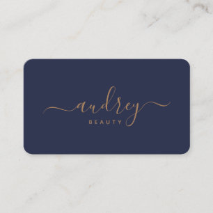modern navy blue gold Signature  Business Card
