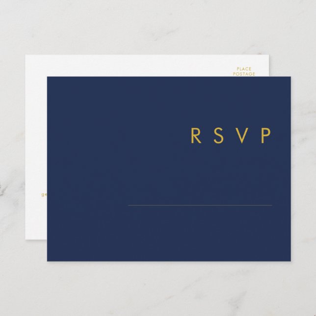 Modern Navy Blue | Gold Song Request RSVP Card (Front/Back)