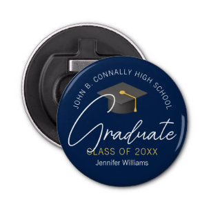 Modern Navy Blue Graduate Custom 2025 Graduation Bottle Opener