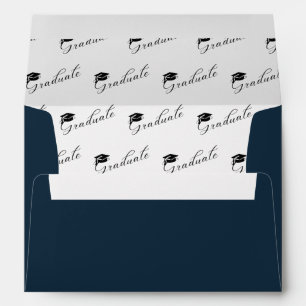 Modern Navy Blue Graduate Graduation Envelope
