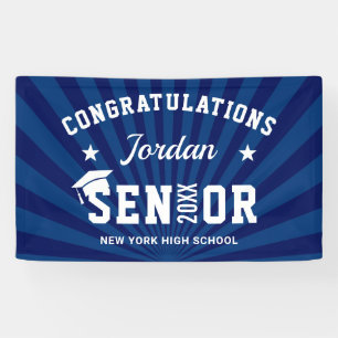 Modern Navy Blue Graduation Party Banner
