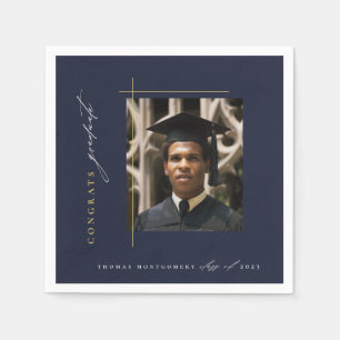 Modern Navy Blue Graduation Party Napkin