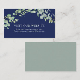 Modern Navy Blue Greenery Wedding Website Enclosure Card