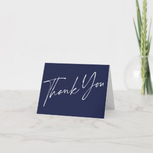Modern Navy Blue Handwritten Thank You Card