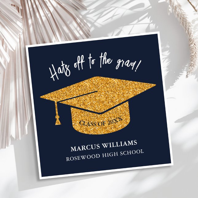 Modern Navy Blue High School Graduation Invitation (Creator Uploaded)