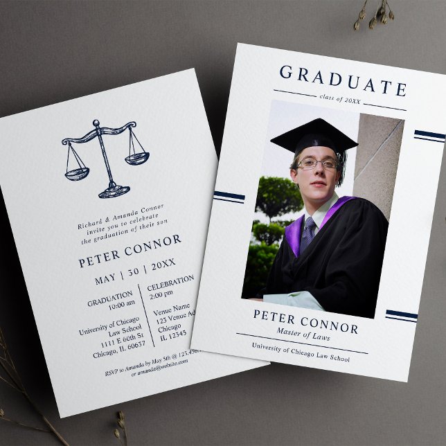 Modern Navy Blue Layer Graduation Invitation (Creator Uploaded)