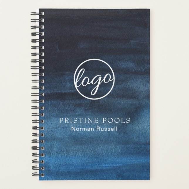 Modern Navy Blue Logo Business Planner (Front)
