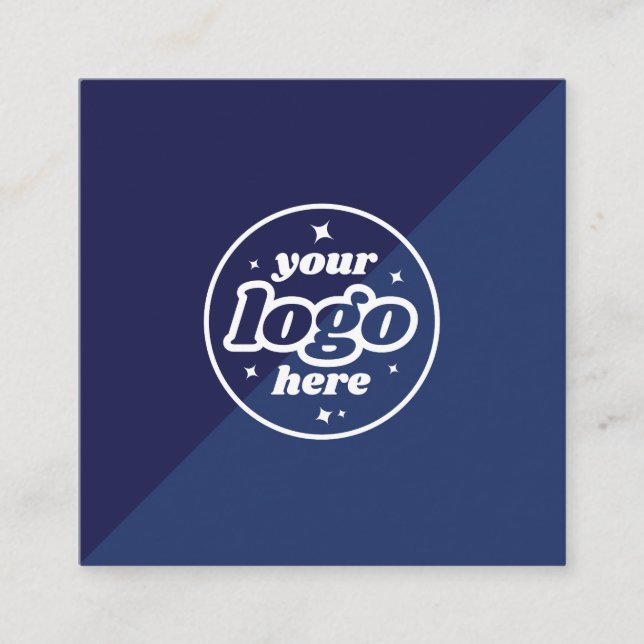 Modern Navy Blue Logo Square Business Card (Front)