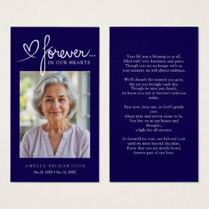 Modern Navy Blue Memorial Prayer Photo Card