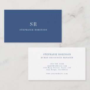 Modern Navy Blue Minimalist Professional Script Business Card