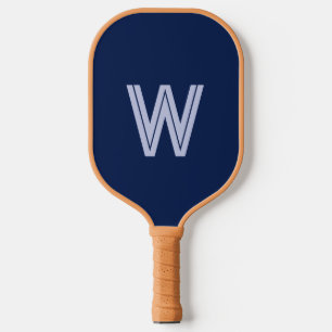 Modern navy blue monogram initial pickleball paddle