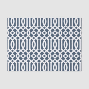 Modern Navy Blue Moroccan Trellis Pattern Tissue Paper