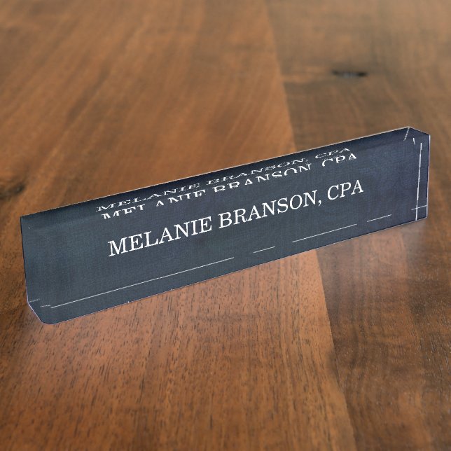 Modern Navy Blue Name Title One Line Nameplate (Side)