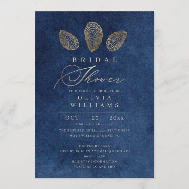 Modern Navy Blue Nautical Bridal Shower Invitation (Front)