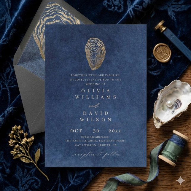 Modern Navy Blue Nautical Wedding Invitation (Creator Uploaded)