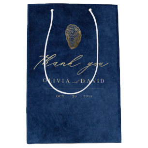 Modern Navy Blue Nautical Wedding  Medium Gift Bag