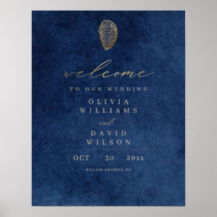 Modern Navy Blue Nautical Welcome Wedding Sign