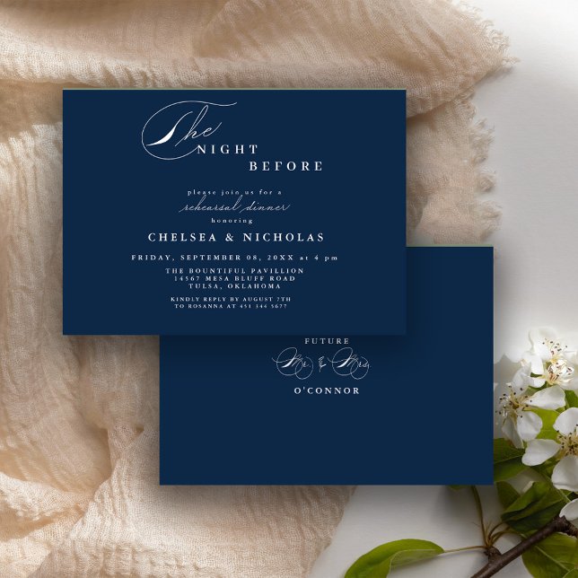 Modern Navy Blue Night Before Rehearsal Dinner Invitation (Creator Uploaded)