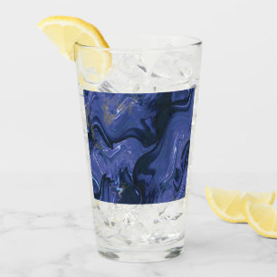 Modern navy blue ombre gold marble pattern glass