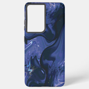 Modern navy blue ombre gold marble pattern samsung galaxy case
