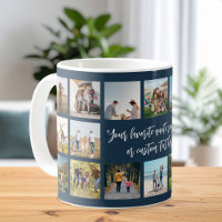Modern Navy Blue Personalised 18 Photo Collage