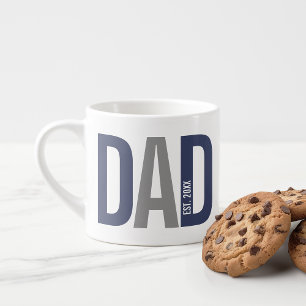 Modern Navy Blue Personalised Dad Established Espresso Cup