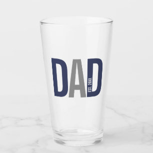 Modern Navy Blue Personalised Dad Established Glass
