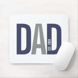 Modern Navy Blue Personalised Dad Established Mouse Pad