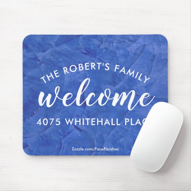 Modern Navy Blue Personalised Desk Mouse Pad (With Mouse)