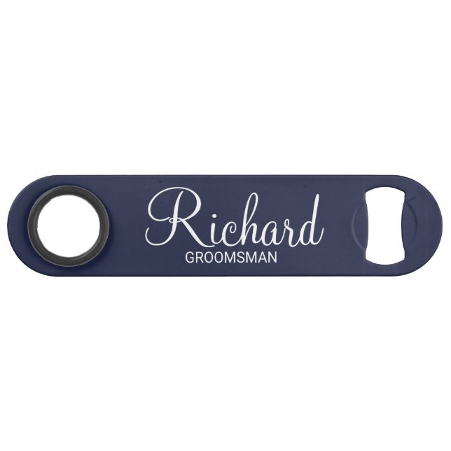 Modern Navy Blue Personalised Groomsman (Front (Horizontal))