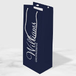 Modern Navy Blue Personalised Groomsman Wine Gift Bag<br><div class="desc">Personalised Groomsman Gifts
featuring personalised groomsman's name in white modern script font style with title and wedding date in modern sans serif font style on navy blue background.

Also perfect for best man,  father of the bride,  bridesmaid,  maid of honour,  mother of the bride and more.</div>