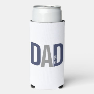 Modern Navy Blue Personalized Dad Established Can  Seltzer Can Cooler