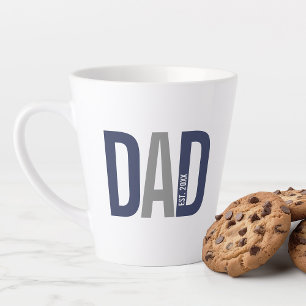 Modern Navy Blue Personalized Dad Established Latte Mug