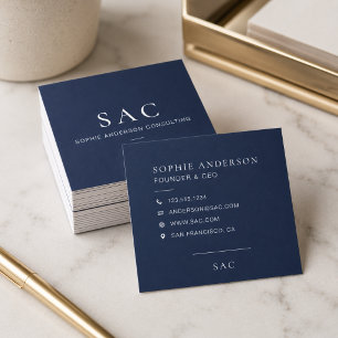 Modern Navy Blue Professional Consultant Square Business Card