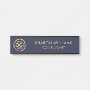 Modern Navy Blue Professional Custom Business Logo Door Sign
