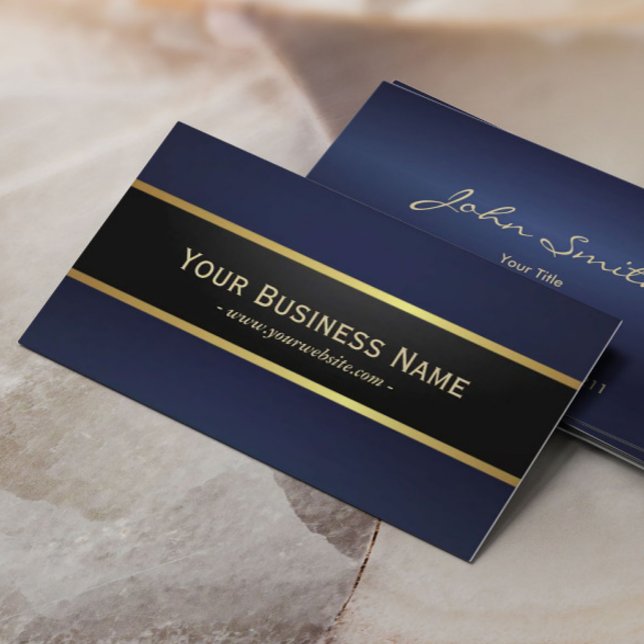 Modern Navy Blue Professional Elegant Business Card (Creator Uploaded)