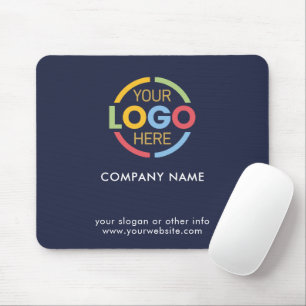 Modern Navy Blue Promotional Company Business Logo Mouse Pad