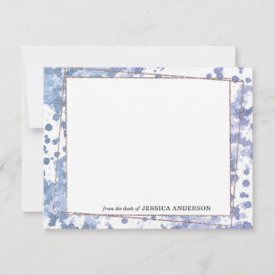 Modern Navy Blue Purple Gold Abstract Watercolor Card