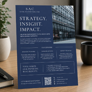 Modern Navy Blue QR Code Professional Consultant Flyer