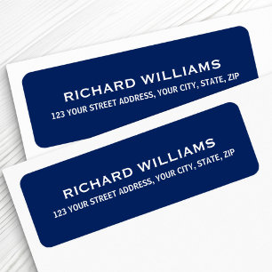 Modern, navy blue return address