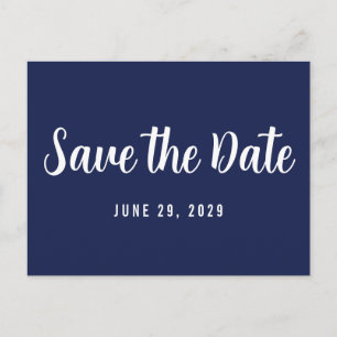 Modern Navy Blue Save The Date Postcard